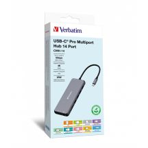 Verbatim CMH-14 USB Type-C Adapter 5000 Mbit/s Silver
