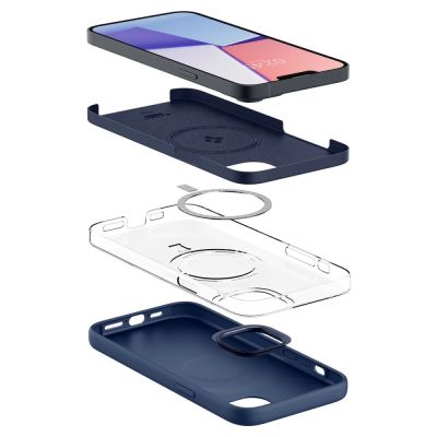 2. Spigen Silicone Fit Mag Case with MagSafe for iPhone 14 Plus - Blue