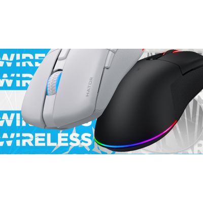 12. HATOR Pulsar 3 Wireless Gaming Mouse Ambidextrous RF Wireless + Bluetooth + USB Type-C Optical 12000 DPI