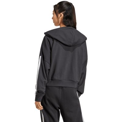 9. Women's adidas Essentials 3-Stripes French Terry Quarter-Zip Hoodie Black JN1956