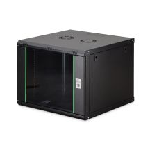 DYNAmic 19" 9U rack 600x600 wall-mounted network cabinet, glass door, black, undivided, assembled, 60kg