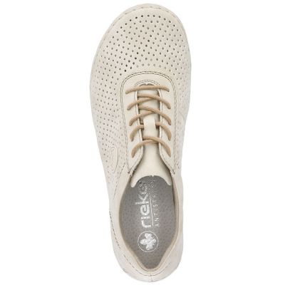 8. Rieker 52546-60 women's perforated leather shoes in beige
