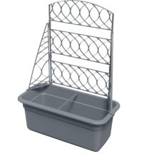 BLOMA GRAY STONE FLOWERPOT WITH PERGOLA