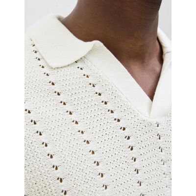 3. Jack&Jones men's T-shirt JORPAROS KNIT ESTER SS CROCHET POLO 12272562 SEA SALT