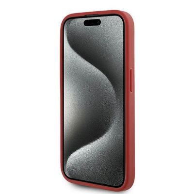 5. Karl Lagerfeld Diagonal Quilted Script case for iPhone 15 Pro Max - red