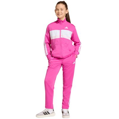 6. adidas Seasonal Essentials Tiberio 3-Stripes Tricot Kids’ Tracksuit Pink KS5519