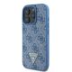 2. Guess Leather Metal Logo Strass Crossbody Case for iPhone 16 Pro Max - Blue