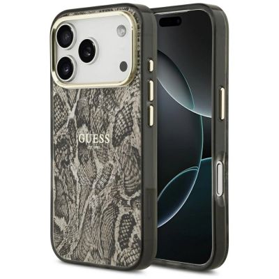 Guess Python Pattern MagSafe Case for iPhone 17 Pro - Brown