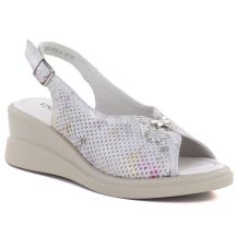 Women's leather wedge sandals gray Vinceza 26-79614