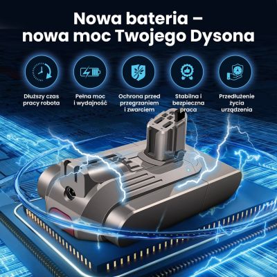 8. Battery for Dyson V11 vacuum cleaner (Click type) 25.2V 4000mAh