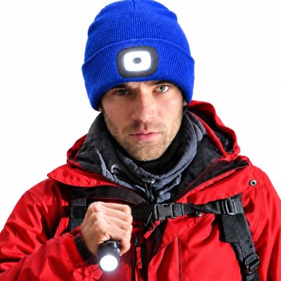 6. BLUE HAT WITH 4-LED HEADLAMP 120 LM 3 MODES FOR TOURISM