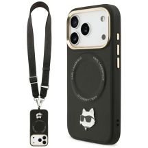 Karl Lagerfeld Big Strap Choupette Metal Logo MagSafe Case for iPhone 17 Pro Max - Black