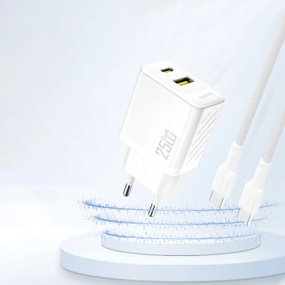 2. Dudao A26T GaN 25W USB-A, USB-C Charger - White