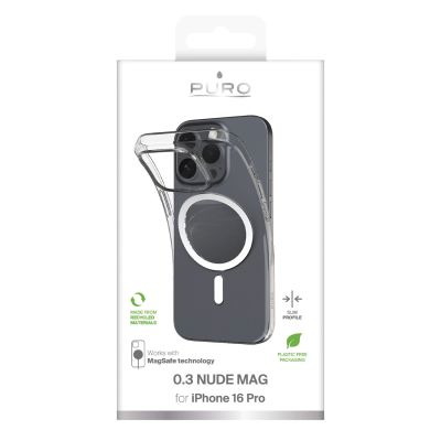 3. Puro 03 Mag MagSafe Silicone Case for iPhone 16 Pro - Transparent