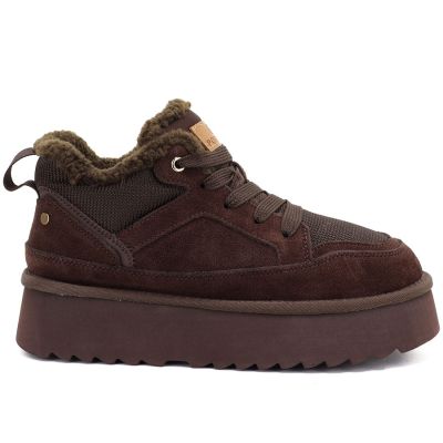 2. Women's leather ankle boots, chocolate platform snow boots, Potocki CA13312