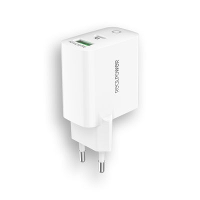 3. RealPower 352262 Mobile Charger Universal White AC Fast Charging Internal