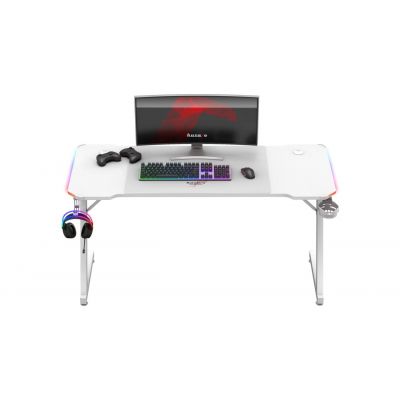 5. Huzaro Hero 3.3 White RGB Gaming Desk