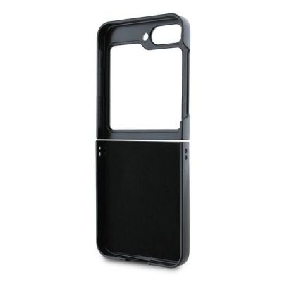 7. DKNY Leather Metal Stack Logo Case for Samsung Galaxy Z Flip 6 - Black