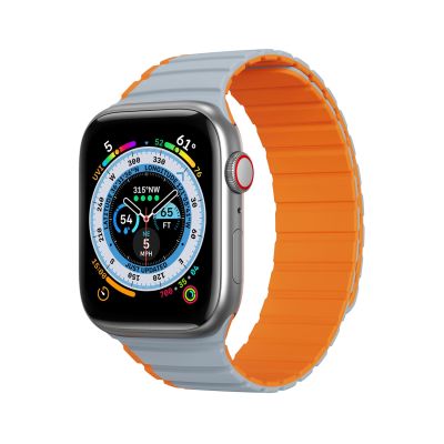 Magnetic Apple Watch SE, 9, 8, 7, 6, 5, 4, 3, 2, 1 (41, 40, 38 mm) Dux Ducis Strap (LD Version) - gray-orange