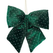 GREEN DECORATIVE BOW 30x34CM MICA
