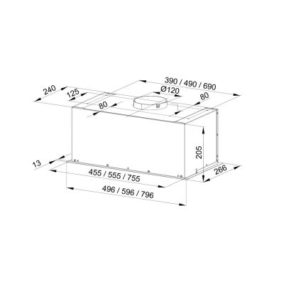 2. MAAN Fiugi L 60 built-in hood, satin finish (stainless steel)