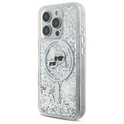2. Karl Lagerfeld Liquid Glitter Karl & Choupette Head Magsafe Case for iPhone 16 Pro Max - Clear