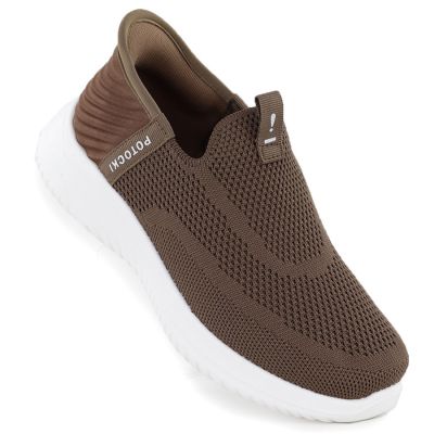 Women's slip-on brown sports shoes Potocki BK01312