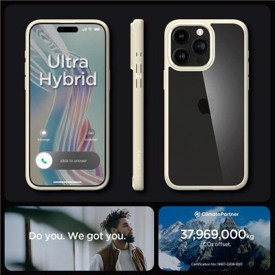 6. Spigen Crystal Hybrid Case for iPhone 15 Pro Max - Clear Beige