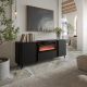 3. VOLARE Sideboard 200 x 39 x 75 cm, black + fireplace