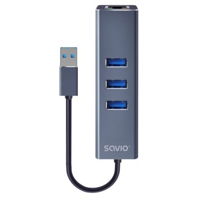 SAVIO AK-58 3-PORT USB-A HUB WITH RJ-45 ADAPTER