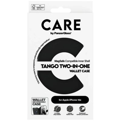 4. CARE by PanzerGlass Feature Tango 2in1 Wallet Case for iPhone 16e - Black