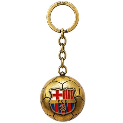 FC Barcelona original licensed keychain in the shape of a golden ball with the B7081 coat of arms