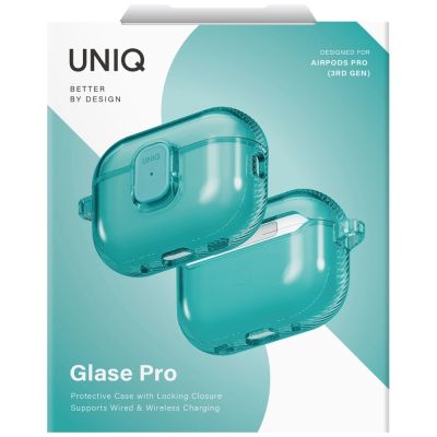 6. Uniq Glase Pro Case for AirPods Pro 3 Lock Case - Transparent Blue