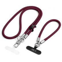 Tech-Protect C10S Crossbody Phone Lanyard (114 cm) + Wrist Lanyard (31 cm) – Burgundy Titanium
