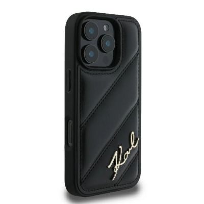 4. Karl Lagerfeld Quilted Signature iPhone 16 Pro Case - Black