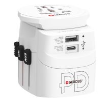 SKROSS Pro Light USB AC30PD World Adapter, White