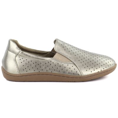 2. Leather openwork barefoot shoes, gold, M.Daszyński OL38-2