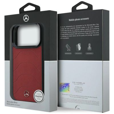8. Mercedes Leather Mesh with Bow Line MagSafe Case for iPhone 17 Pro Max - Red