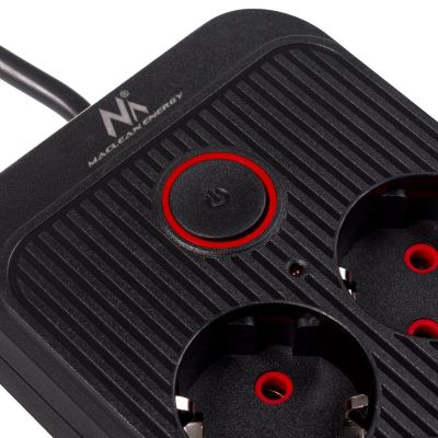6. MACLEAN POWER STRIP, EXTENSION CORD 6 OUTLETS + 4XUSB, 110-240V AC 50/60HZ, 2.1A MAX 2500W, 1.5M, BLACK MCE389 B