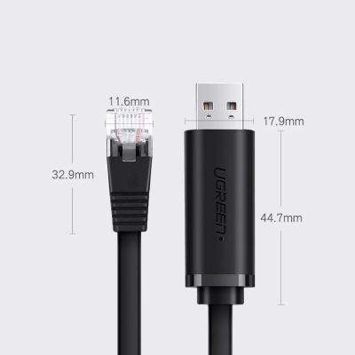 10. Ugreen console cable USB - Ethernet RJ45 1.5m black (CM204)