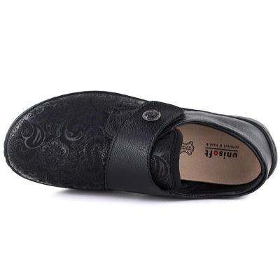 4. Leather Velcro shoes, elastic, black, Unisoft 8435