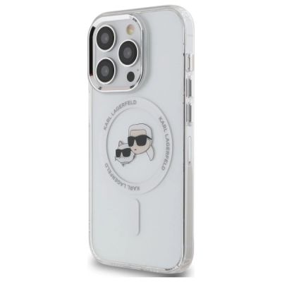 2. Karl Lagerfeld IML Metal Karl & Choupette Head MagSafe Case for iPhone 14 Pro Max - White
