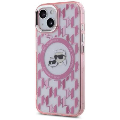 2. Karl Lagerfeld IML Monogram Karl & Choupette Head MagSafe iPhone 15 Case - Pink