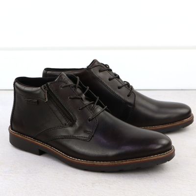 2. Rieker 15324-25 men's leather waterproof ankle boots, unlined, brown