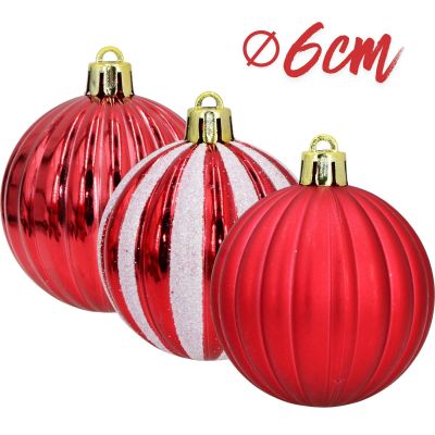 3. Safe Decorative Plastic Baubles, 27 Pieces, 6 cm, Red and White, MICA