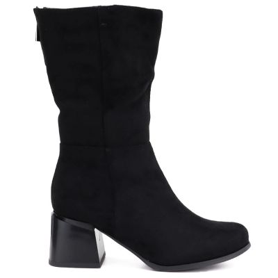 6. Women's short high-heeled boots in black suede Jezzi ASA269-7