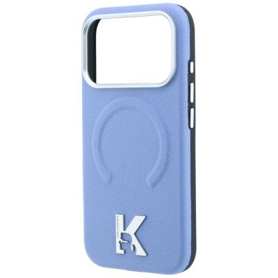 6. Karl Lagerfeld Grained Embossed Ring & Kameo Logo MagSafe Case for iPhone 18 Pro / 17 Pro - Light Blue