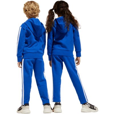 5. adidas Seasonal Essentials Tiberio 3-Stripes Fleece Tracksuit for Kids Blue JC7488