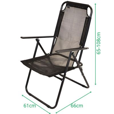 11. CAMPING CHAIR WITH ARMRESTS 61x66x65-108CM FOLDING BLACK ENERO CAMP