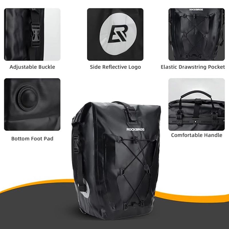 7. Rockbros 30140022001 waterproof bicycle bag for trunk - black